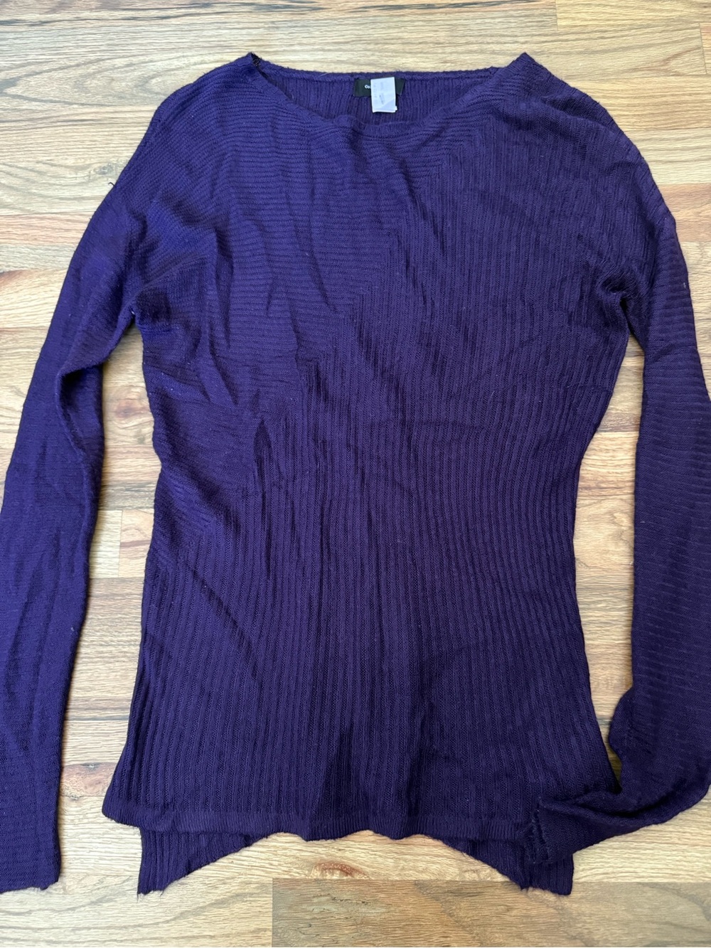 Women’s Long Sleeve Ribbed Knit Top - Deep Purple